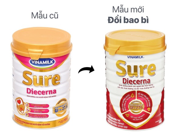 Sữa cho người già bị tiểu đường Vinamilk Sure Diecerna