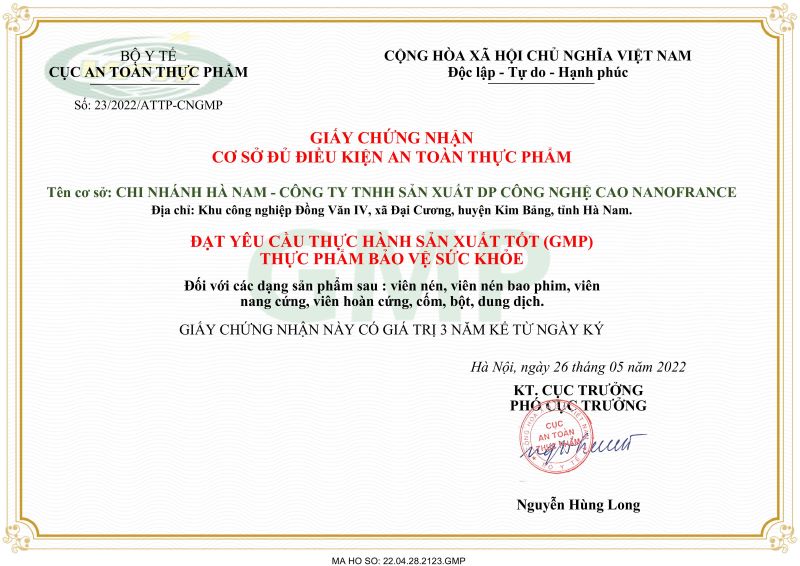 chứng nhận GMP nanogroup